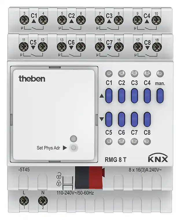 Aktuální THEBEN 4930200 Spínací/žaluziový aktor RMG 8 T KNX