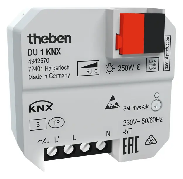 Cenově Výhodný THEBEN 4942570 Stmívací aktor DU 1 T KNX