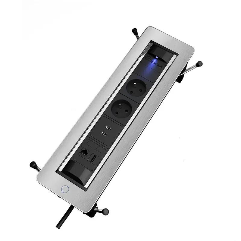 Nízká Cena ASA 06024E00075 VERSATURN 3.0 Vestavná otočná zásuvková jednotka, 2x zásuvka, 1x nabíječka USB C+C, 1x RJ45, 1x HDMI, kabel 2 m, vidlice samostatně, Imitace kartáčované oceli