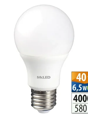 MCLED Žárovka LED 6,5W-40 E27 4000K 180° SELLER Jen Po Omezenou Doba