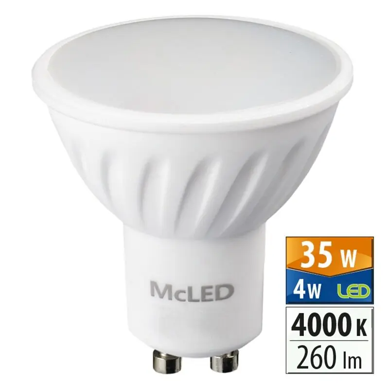 MCLED Žárovka LED 4W-35 GU10 4000K 100° Značkový