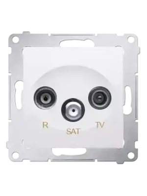 Zásuvka anténní R+TV+SAT průchozí (přístroj s krytem), 1x vstup 5 MHz÷2,4 GHz, Simon 54, barva bílá Rychlé Dodání