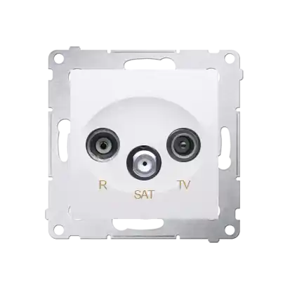 Zásuvka anténní R+TV+SAT průchozí (přístroj s krytem), 1x vstup 5 MHz÷2,4 GHz, Simon 54, barva bílá Rychlé Dodání