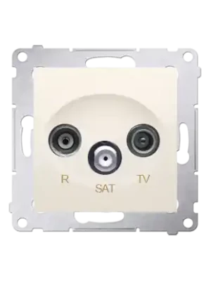 Nízká Cena Zásuvka anténní R+TV+SAT průchozí (přístroj s krytem), 1x vstup 5 MHz÷2,4 GHz, Simon 54, barva krémová