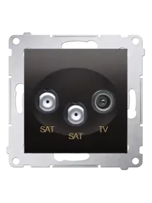 Zásuvka anténní SAT+SAT+RTV koncová (přístroj s krytem), 2x vstup 5 MHz÷2,4 GHz, Simon 54, barva antracitová metalizovaná Omezená Nabídka