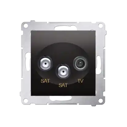 Zásuvka anténní SAT+SAT+RTV koncová (přístroj s krytem), 2x vstup 5 MHz÷2,4 GHz, Simon 54, barva antracitová metalizovaná Omezená Nabídka