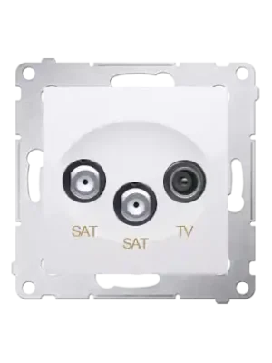 Akční Nabídka Zásuvka anténní SAT+SAT+RTV koncová (přístroj s krytem), 2x vstup 5 MHz÷2,4 GHz, Simon 54, barva bílá
