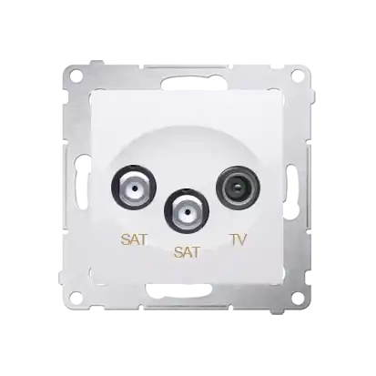 Akční Nabídka Zásuvka anténní SAT+SAT+RTV koncová (přístroj s krytem), 2x vstup 5 MHz÷2,4 GHz, Simon 54, barva bílá
