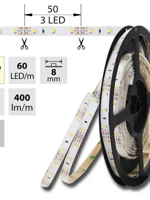 MCLED Pásek LED SMD teplá bílá 4,8W/m 12V IP20 5m Výprodej