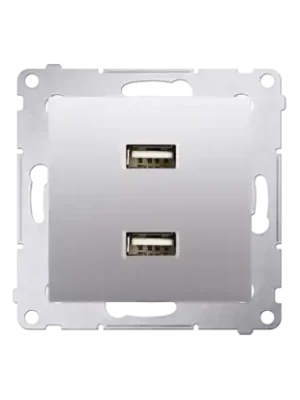 Nabíječka USB 2 násobná (přístroj s krytem), 2x USB typ A, Simon 54, barva stříbrná metalizovaná Hit Sezóny