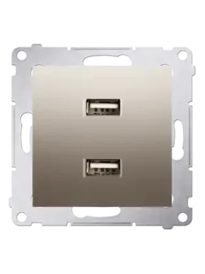 Nabíječka USB 2 násobná (přístroj s krytem), 2x USB typ A, Simon 54, barva zlatá metalizovaná Expresní Doručení