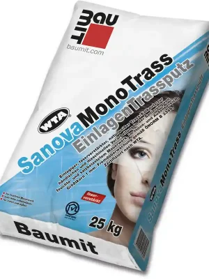Omítka jednovrstvá Baumit SanovaMonoTrass vápenotrasová 1 mm 25 kg Top Prodej