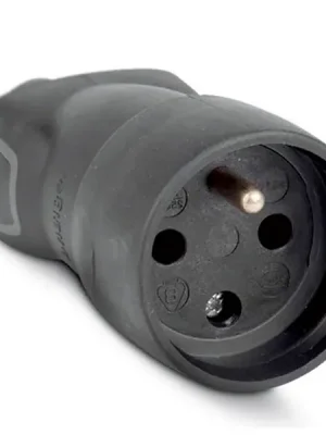 Gumová zásuvka 2P+T, IP44, 16 A, vývod přímý, černá Aktuální