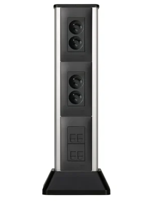 Hliníkový sloupek MINI, 4x zásuvka 250V, 4x port RJ45 cat.6, pro montáž na podlahu Víkendová Akce