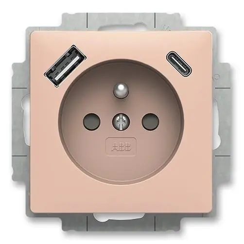 ABB ZONI 5569T-A32357 242 ZÁSUVKA 1NÁSOBNÁ S KOLÍKEM S CLONKAMI S NABÍJENÍM USB-A USB-C ZONI PUDROVÁ Expresní Doručení