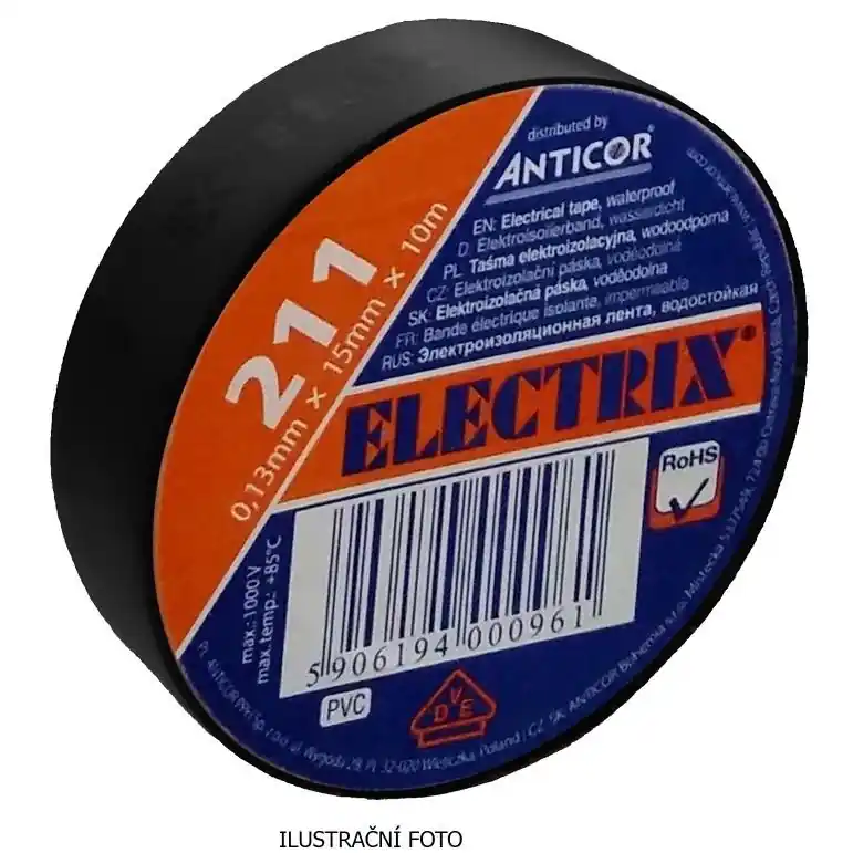 Autentický ANTICOR PÁSKA PVC 211 ELECTRIX 50X10 ČERNÁ