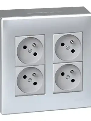 Levný Nástěnný box S500, 4x zásuvka 250V, bez kabelu, povrch hliník